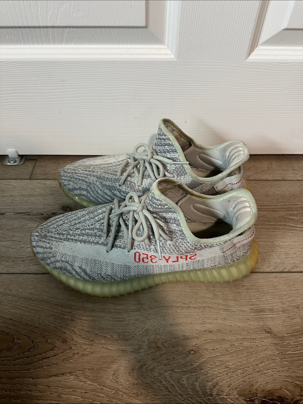 adidas Yeezy Boost 350 V2 Grey and ICE Athletic Shoes - Picture 2 of 4